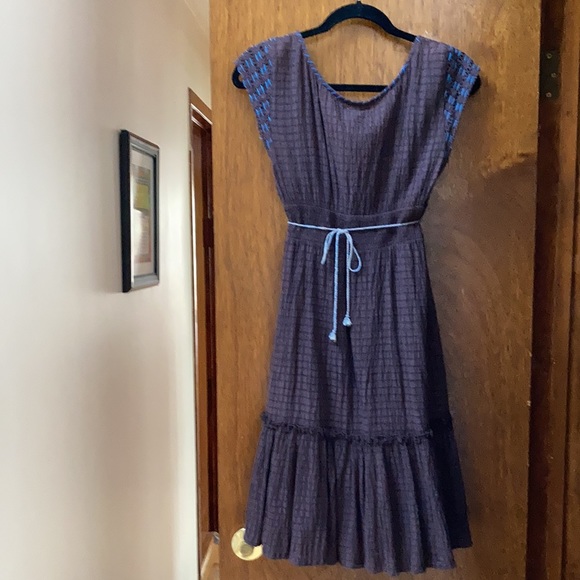 Free people brown summer dress with full separate lining & Narrow Braided belt. - Picture 8 of 15